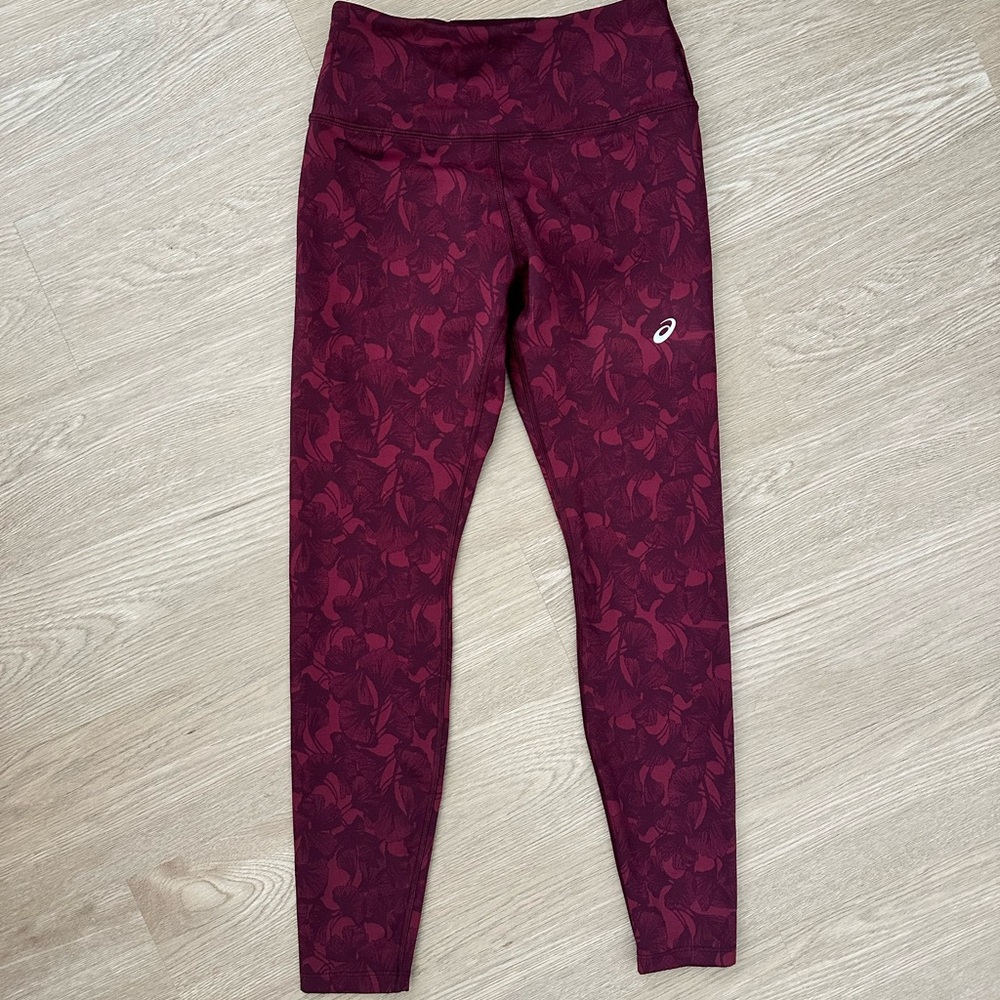 ASICS Women's Patterned Leggings Maroon